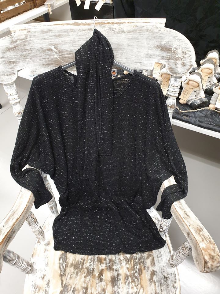 Tuniek trui met shawl zilver draad zwart code 840