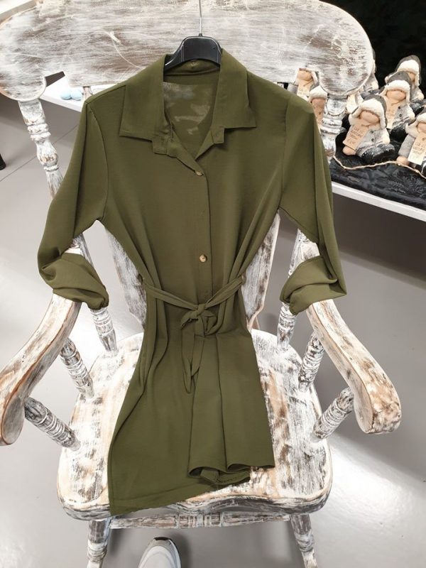 Knoop jurk met ceintuur army code 842