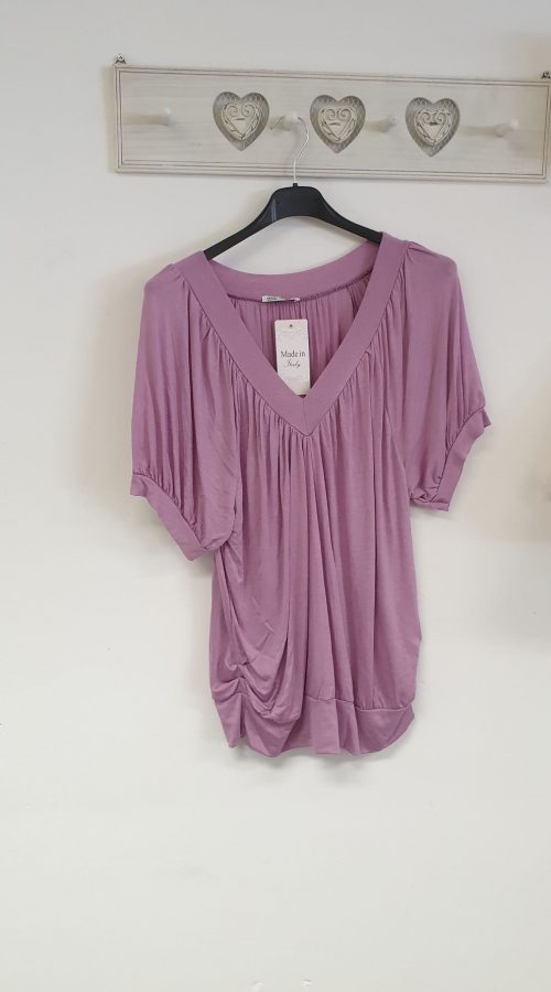 Basic shirt v hals paars code 1453