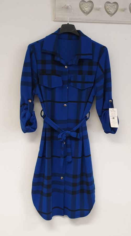 Houthakkers blouse jurk kobalt code 1634