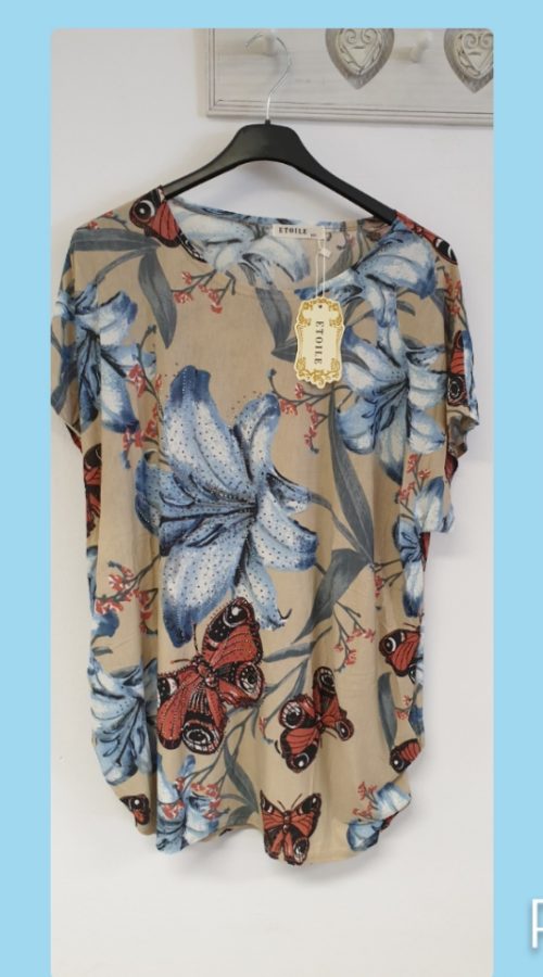 Code #951 beige vlinder shirt m tm xxl