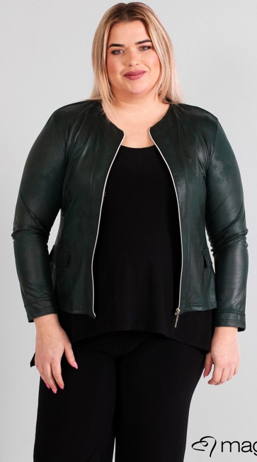 Magna leather look jacket petrol K-31 038 bottle green