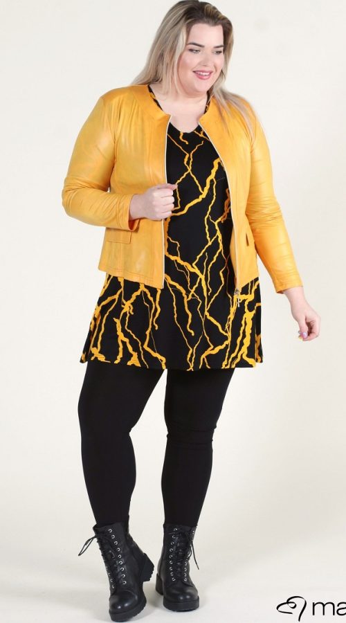 Magna leather look jacket mango yellow  K-0031-LL 078 mango yellow