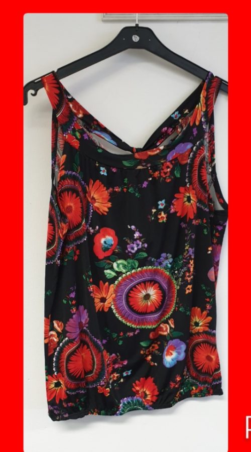 Magna haltertop a 8006  panter bloem rood