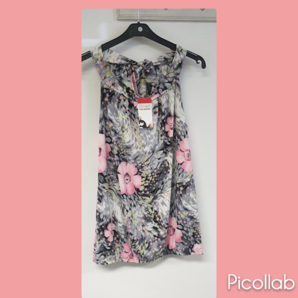 Magna haltertop a 8006 pink flower